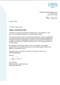 Pilkington North America _Confirmation Letter